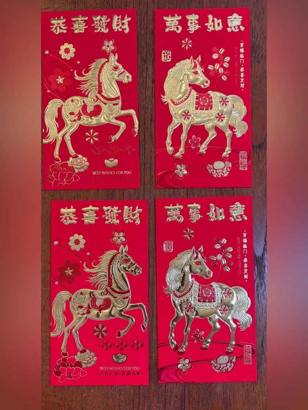 2026 Year of the Horse Hong Bao Red Envelopes Year of the Horse Gold Foil